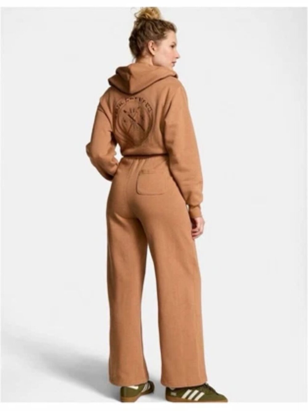 PINK Victoria's Secret Ski Club NWT Fleece Hooded Sweatsuit XL Beige Ivy Winter